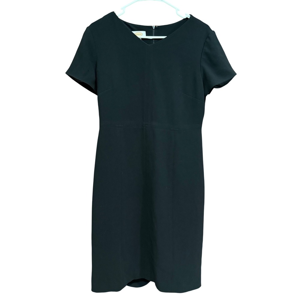 Talbots Black Career Dress Sheath Short Sleeve‎ Minimalist Size 8